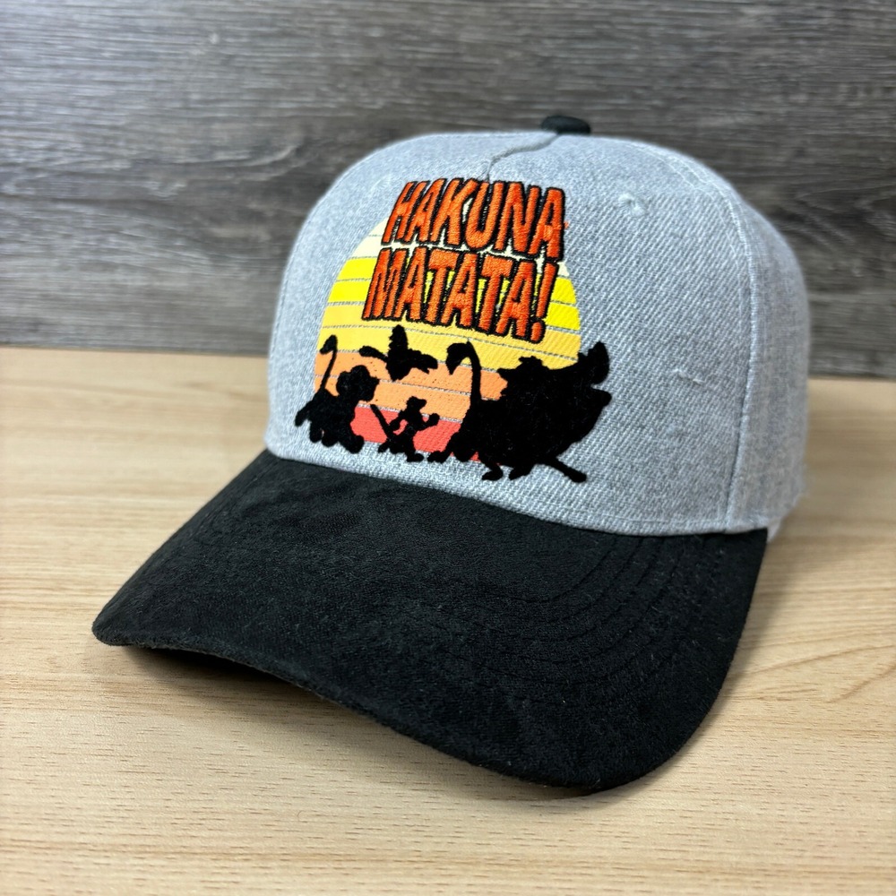 Disney Hat Cap Snap Back Gray Lion King Hakuna Matata One Size Adjustable‎